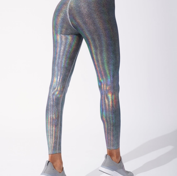 Heroine Sport Marvel Metallic Leggings Matrix Silver L Large New BNWT - Picture 2 of 3